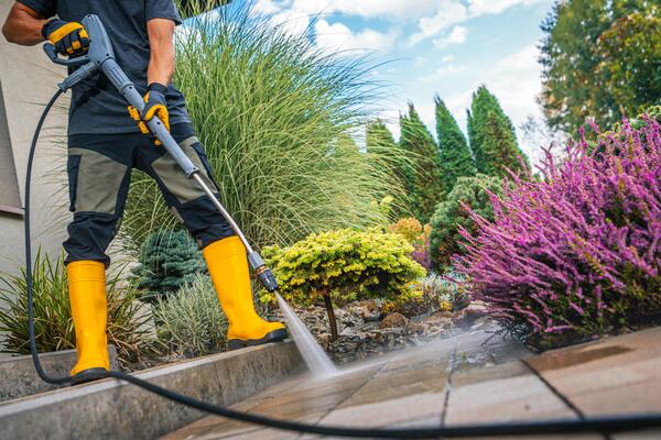 person using a Tampa Pressure Cleaning